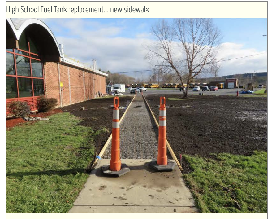 High school fuel tank replacement and new sidewalk